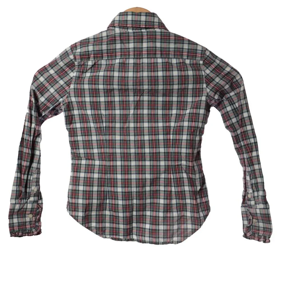 Ralph Lauren Girls‎ 7 Shirt Ruffled Placket Plaid Long Sleeve Cowgirl Western